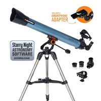 Celestron Inspire 80AZ Refractor Smartphone Adapter Built-in Refracting Telescope, Blue (22402)