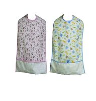 BIHIKI 2 Pack Reusable Adult Bib,Waterproof Clothing Protector,Stain Resistant Adult Aid Apron with Crumb Catcher for Elderly Patient Senior,19.7"X35.4"