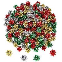 Tatuo 240 Pieces Mini Gift Wrap Bows Christmas Metallic Bows Self Adhesive Gifts Bows for Holiday Christmas Birthday Party Favor (Christmas Color)