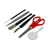 BoliOptics Basic Beginners Dissection Tool Kit Anatomy Biology Lab (Needle, Forceps, Spatula, Scalpel, Scissors, Magnifier) MA12101101