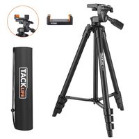 Lightweight Tripod 55-Inch, Aluminum Travel/Camera/Phone Tripod with Carry Bag, Maximum Load Capacity 6.6 LB, 1/4" Mounting Screw for Phone, Camera, Traveling, Laser Measure, Laser Level