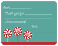 Peppermint Pops Fill-in Thank You Note Cards for Kids, 5.5" X 4.25" Notecards with White Envelopes