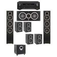Elac 7.1 System with 2 Debut F5 Floorstanding Speakers, 1 Debut C5 Center Speaker, 4 Debut B5 Bookshelf Speakers, 1 Debut S10 Subwoofer, 1 Denon AVR-X1300W A/V Receiver