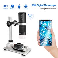 Cainda WiFi Digital Microscope for iPhone Android Phone Mac Windows HD 1080P Video Record 50-1000X Magnification Wireless Portable Microscope with Adjustable Metal Stand and Carrying Bag