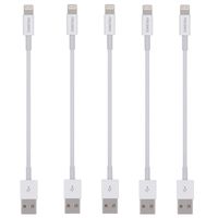 Short Lighting Cable,FEEL2NICE 5 Pack 7-Inch iPhone Cord Data Sync USB Portable Fast Charger for iPhone X XS Max XR / 8/8 Plus / 7/7 Plus / 6/6 Plus / 5S / iPad/iPod, White