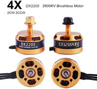 Crazepony 4pcs Brushless Motor DX2205 2600KV 2-4S Lipo Battery Racing Edition for QAV210 X220 QAV250 FPV Racing Drone (Gold)