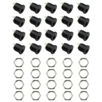 Hxchen DC-022 5.5mmx2.1mm DC Power Jack Socket 3 Pin Female Panel Mount Connector with Hex Nuts - (20 Pcs)