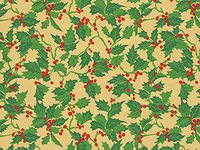 Pack of 1, Christmas Holly 24" x 833' Full Ream Roll Gift Wrap for Holiday, Party, Kids' Birthday, Wedding & Special Occasion Packaging