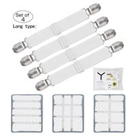 Adjustable Bed Sheet Clips, Sheet Fasteners Holder Straps and Suspender, Gripper, Extend From 21" to 80" Long Style Elastic Fasteners Bands Heavy Duty Suit for Mattress, Sofa, Couch, Recliner and More