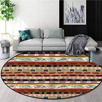 RUGSMAT Primitive Modern Machine Round Bath Mat,Dinosaurs and Stripes Lifts Basket Swivel Chair Pad Coffee Table Rug Round-51