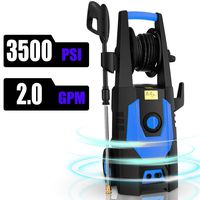 CHAKOR 3500PSI Pressure Washer Electric 2.0GPM 1800W High Power Washer Machine Best for Multi Function with 4 Adjustable Nozzle, Spray Gun, Hose Reel, Brush-Blue