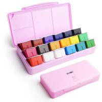 MIYA Gouache Paint Set, 18 Colors x 30ml Unique Jelly Cup Design, Portable Case with Palette for Artists, Students, Gouache Watercolor Painting (Pink)