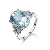 Meolin Rhinestone Butterfly Ring Natural Topaz Stone Crystal Engagement Ring Charm Gemstone Ring Women Jewelry (Size/ 6/7/8/9/10),Sea Blue,Size 9