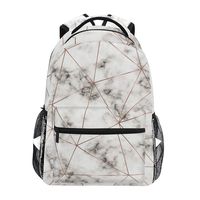 White Marble Gold Geometric Backpacks Travel Laptop Daypack School Bags for Teens Men Women