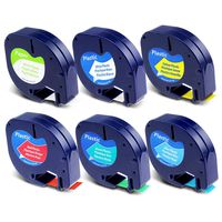 Replace DYMO LetraTag Paper/Plastic Label Tape Refills 1/2'' W x 13' L for Dymo LetraTag LT100H LT100T QX50 Label Maker, 91330 91331 91332 91333 91334 91335, 6-Pack