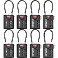 TSA Compatible Travel Luggage Locks, Inspection Indicator, Easy Read Dials - 1, 2 & 4 Pack (Large, BLACK 8 PACK)