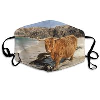 YUIOP Beach Highland Cow Printed Mask Neutral Mask for Men and Women Polyester Dust-Proof Breathable Mask