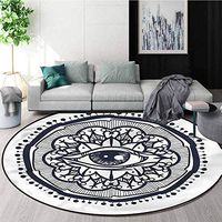 Occult Modern Machine Washable Round Bath Mat,Retro All Seeing Eye Art Floor Mat Home Decor Round-51