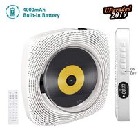 Portable CD Player With Bluetooth, Wall Mountable Cd Music Player Boombox Audio, 4000mah Built-In Rechargeable Battery with Remote Control, Home/Outdoor FM Hifi Speakers Headphone Jack Aux Cable Radio