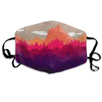 Anti Pollution Dust Mask Cartoon Mountain Pattern Reusable Breathable Washable Face Mouth Mask With Adjustable Straps For For Flu Pollen Allergies Smoke