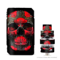 IT'S A SKIN Decal Vinyl Wrap for VooPoo Drag 2 V2 & UForce T2 Tank Vape Sticker Sleeve Cover/Dark Flowers Skull Art