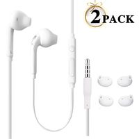 JUNAHAA 3.5mm Earphones/Earbuds/Headphones Stereo Mic&Remote Control Compatible All Samsung Galaxy S6 Edge+/ S6/ Note 8/Note 9/ S8/S8+ S9/S9+ Compatible iPhone 6/6plus/6S/6S Plus/5S/5c [2Pack]