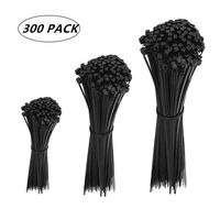 300pcs Nylon Electrical Cable Ties 4+8+12 Inch Pack Assorted Multi-Purpose Self-Locking Zip Ties In Black