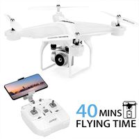 40Mins Flight Time Drone, JJRC H68 RC Drone with 720P HD Camera Live Video FPV Quadcopter with Headless Mode, Altitude Hold Helicopter with 2 Batteries(20Mins + 20Mins)-White