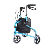 Folding Three-Wheeled Walker Adjustable Height with Handle Brake Drive for Disabled People Walkers Elderly Assisted Trolley Shopping Cart