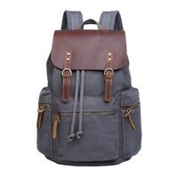 Vrikoo Laptop Backpack with USB Charging Port Vintage Canvas Travel Duffel Bag