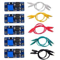 DIYmall 5pcs MT3608 DC to DC Step-Up Power Module Max 2A Boost Converter Module with 10pcs Alligator Clip Test Wire 50cm
