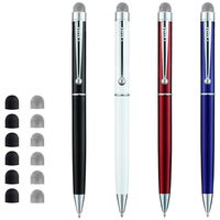 ChaoQ Stylus Pens, 4 Pcs Hybrid Mesh Fiber Tip Stylus Pen and Ballpoint Pens for Touch Screen Devices with 6 Extras Mesh Tip, 6 Extras Rubber Tip - Black, White, Red, Blue