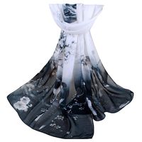 Clearance! Elogoog Women Fashion Floral Scarves Sheer Chiffon Long Scarf Shawl Wrap (Black)