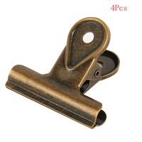 Heatleper 4 Pack Bulldog Duckbill Metal Binder Clips, Invoice Bill Clip Utility Paper Clips for Office Home School Use (Brozen, XL)