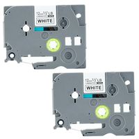 Replace P-Touch TZe-231 TZ-231 0.47Inch X26.3Feet (12mm X 8m) Black on white Laminated Label Tapes , Compatible for Brother Ptouch Label Maker PTD210 PTH100 PTD400AD PTP700 PTD600 PT1230PC, 2 Pack