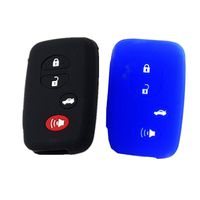 Black and Blue 4 Buttons Key Shell Remote Jacket Fob Key Holders Covers Keychain for Toyota Camry RAV4 Avalon Highlander