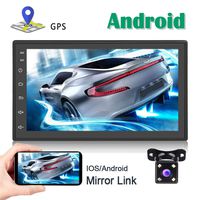 Android Car Stereo GPS Navigation 2 Din Bluetooth WiFi 7'' Capacitance Touch Screen FM Radio Reciever Mirror Link for iOS/Android Phones with Dual USB + Backup Camera
