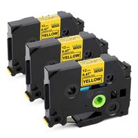 Unistar 12mm TZe Tape Black on Yellow TZe-631 Label 1/2 0.47 Inch Replacement for Brother P-Touch Laminated Adhesive Tape Use PTD400 D210 H110 3-Pack