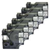 NEOUZA 1734524 Compatible for DYMO Rhino Industrial IND Flexible Nylon Black on White Label Tape 24mm 1" (6 Packs)