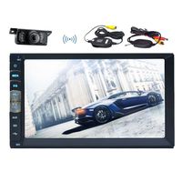Wireless Backup Camera+7 Inch Capacitive Touchscreen car Stereo in Dash Video Audio Mirror Link for Android APP Phones GPS Navigation Double Din Car Radio NO-DVD Player