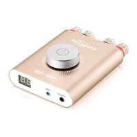 Nobsound NS-20G 200W Mini Bluetooth 5.0 Power Amplifier 2.0 Channel Wireless Receiver Hi-Fi DSP Stereo Headphone Audio Amp LED Display (Gold)
