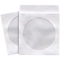 1 - CD/DVD Storage Sleeves (100 pk; White), Heavy-duty paper with clear plastic window, Fits 12cm formats, 190133 - CD402
