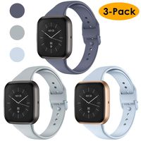 CAVN 3 Pcs Sport Bands Compatible with Fitbit Versa 2 / Versa/Versa Lite, Bands for Women Men Silicone Narrow Watch Strap Replacement Waterproof Breathable Wristband Accessories