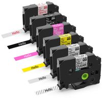 6 Pack Compatible with Brother P-Touch Label Maker Tape Tze 12mm 0.47 Laminated White/Black/Yellow/Berry Pink/Red/Clear, TZe-131 231 232 631 335 TZ-MQP35, for PT-D210 PT-H110 PTD210