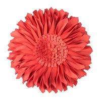JWH Handmade 3D Flower Accent Pillow Round Sunflower Cushion Decorative Shell with Pillow Insert Home Sofa Bed Living Room Decor Gift 12 Inch / 30 cm Solid Suede Candy Red
