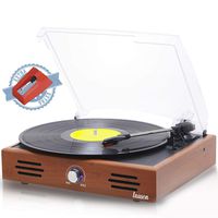 Lauson JTF535 Vinyl Record Player with Speakers | Turntable 33 1/3 45 78 RPM LP | Vinyl to MP3 Recording | 3 Speed | Vintage Stereo Turntable | Tocadiscos | Extra Stylus AG101 | RCA Output (Oak)