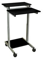 DMD Stand-Up Mobile Workstation, Compact Audio Visual (AV) Presentation Desk for Laptops, Tablets and Projectors or Data Entry, Black