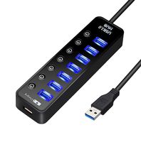 XBOSS i7 Powered USB Hub 7 Port Splitter Super Speed USB 3.0 5Gbps Transfer for PS4/PS4 Slim/Ps4 Pro//Xbox ONE/XBOX360/Computer Laptop PC + USB Power Interface [2018 Version, Factory Direct]