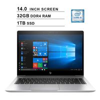 2020 Premium HP EliteBook 840 14 Inch FHD 1080P Business Laptop (Intel Core i5-8250U up to 3.4 GHz, 32GB DDR4 RAM, 1TB M.2 SSD, FP Reader, WiFi, Bluetooth, HDMI, Windows 10 Pro) (Silver)
