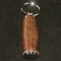 Pill Case Keychain in Walnut, American Black and Chrome